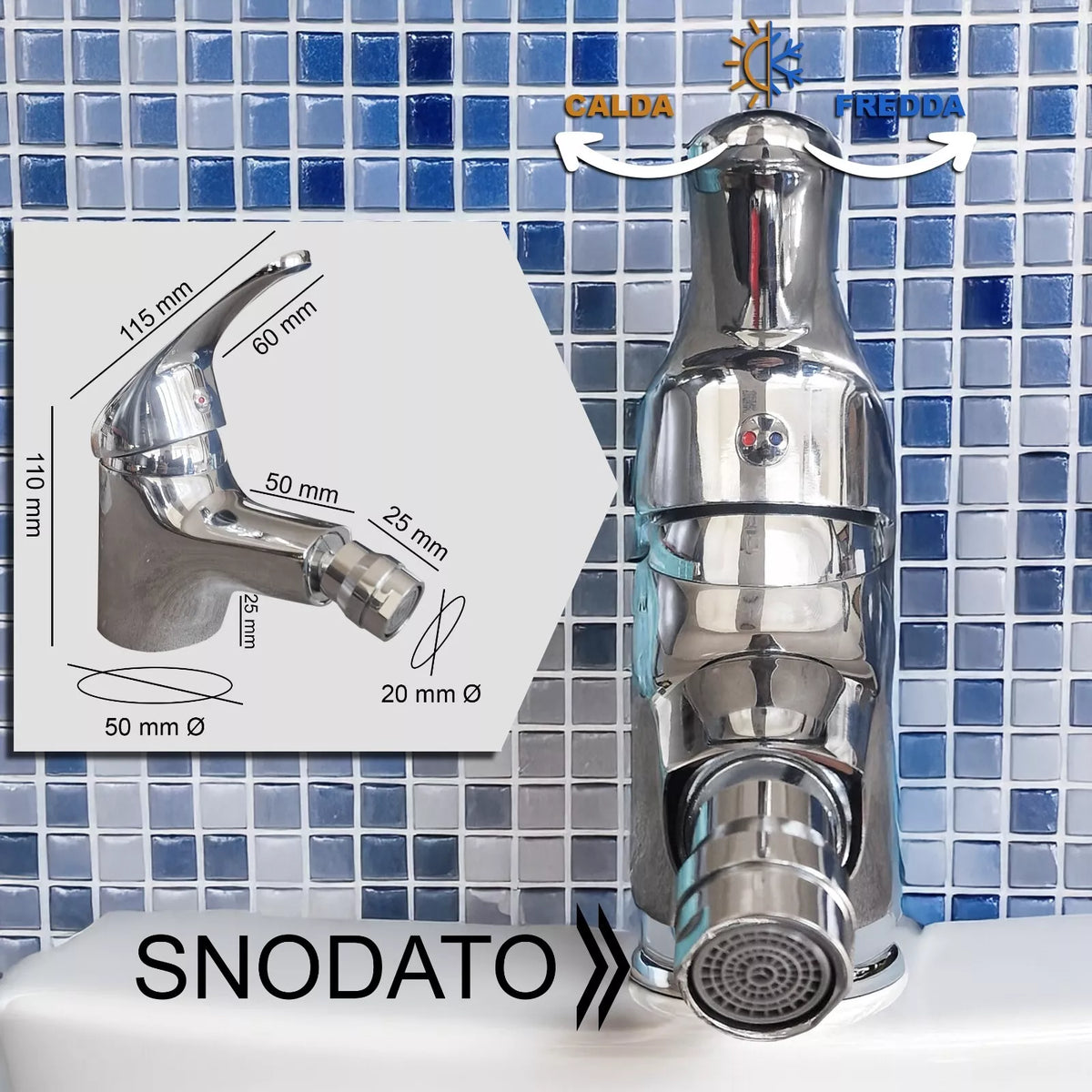 Rubinetto Monoforo Bidet in Ottone Cromato - Miscelatore Monocomando