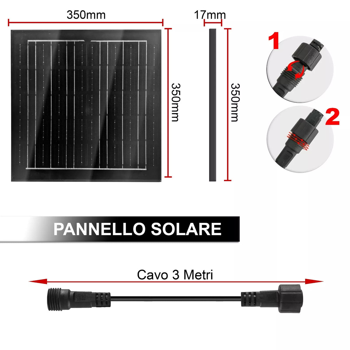 Faro LED Solare 7000K  Controllo Wireless Impermeabile