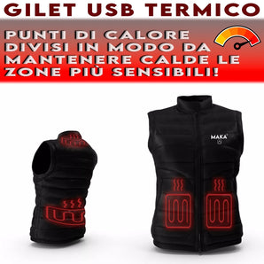 MAKA Gilet riscaldato termico USB unisex, per lavoro e sport all’aperto