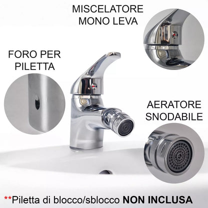 Rubinetto Monoforo Bidet in Ottone Cromato - Miscelatore Monocomando