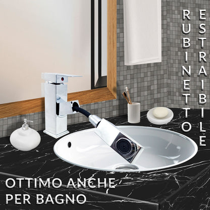 Rubinetto Argento con Doccetta Estraibile per Cucina e Bagno