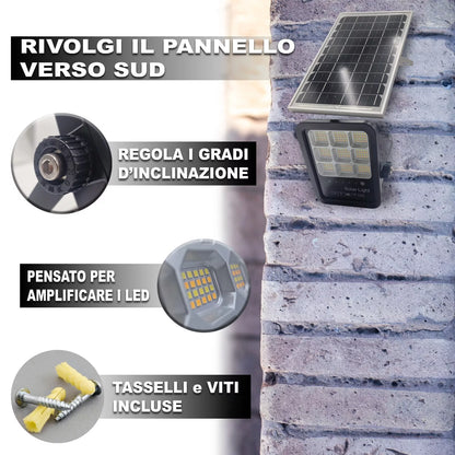 Faro LED Solare da Esterno con Pannello Fotovoltaico