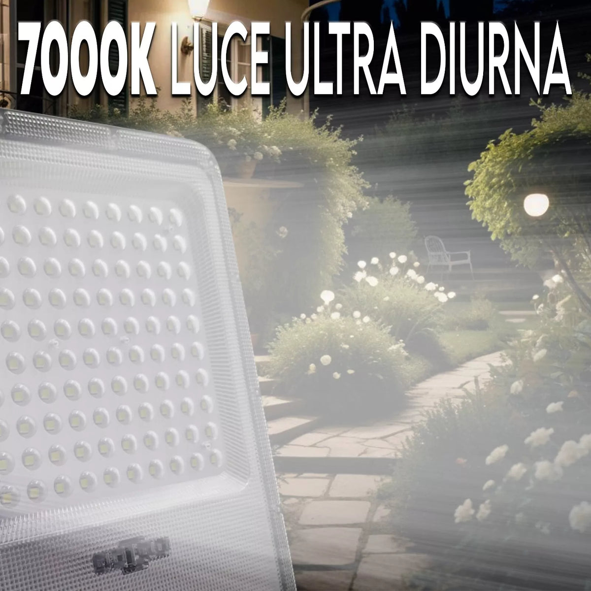 Faro LED Solare 7000K  Controllo Wireless Impermeabile