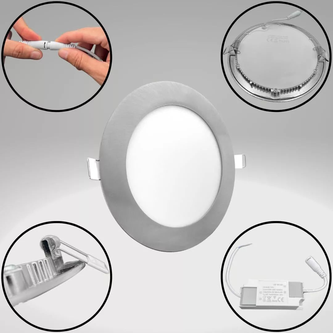 Faretti LED Incasso Tondi 12W 18W Alluminio Satinato Luce Interno Soffitto 2 pezzi