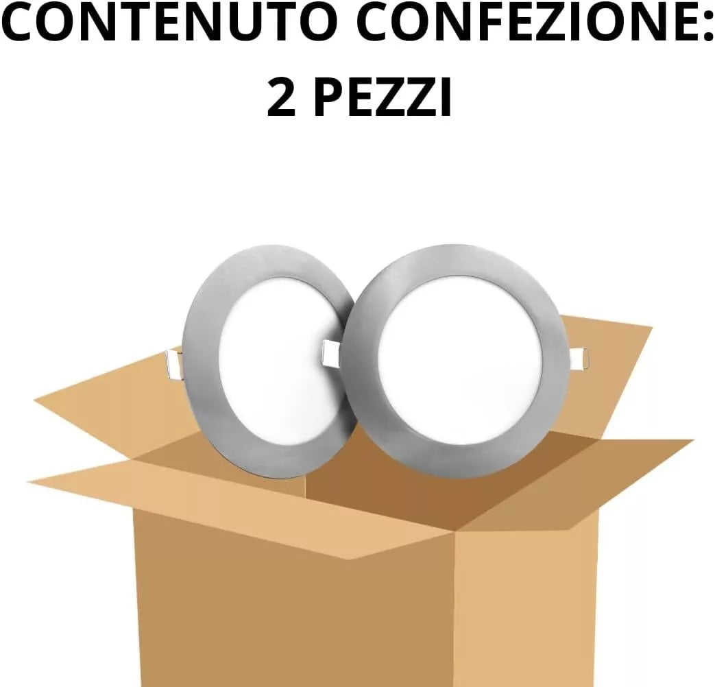 Faretti LED Incasso Tondi 12W 18W Alluminio Satinato Luce Interno Soffitto 2 pezzi