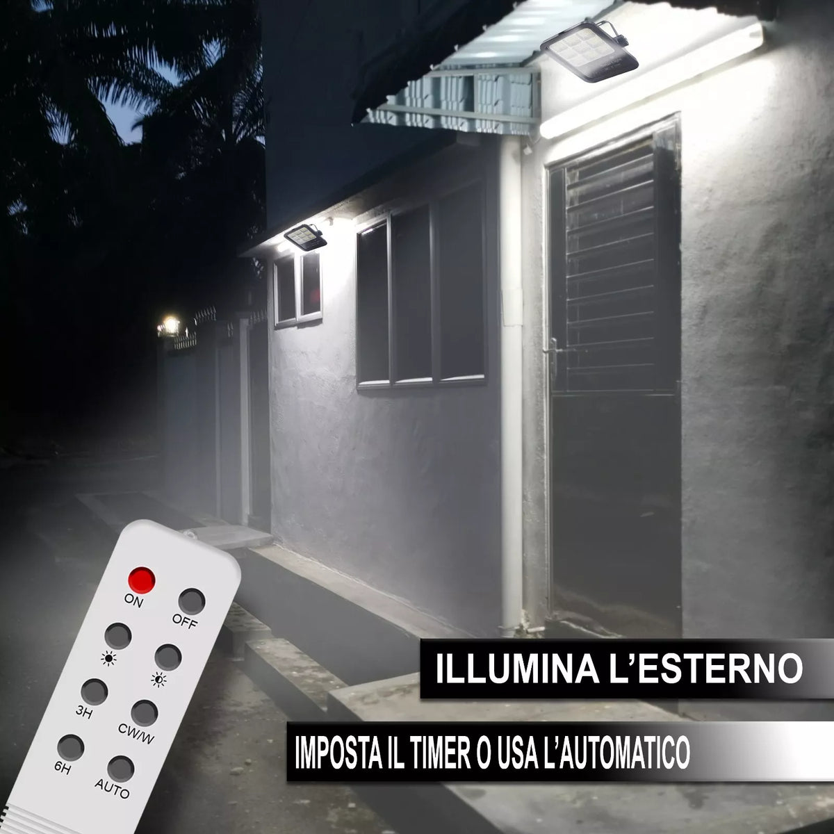 Faro LED Solare da Esterno con Pannello Fotovoltaico