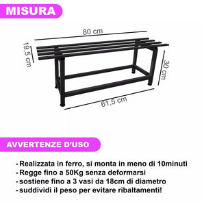 Fioriera Nera in Ferro Interni ed Esterni, Salvaspazio resistente