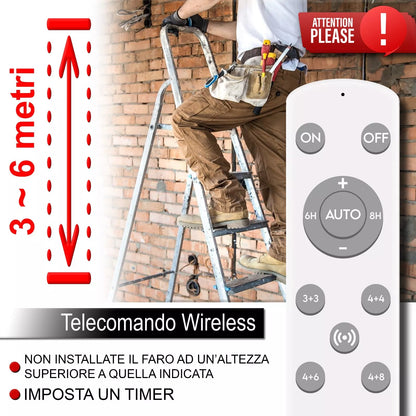 Faro LED Solare 7000K  Controllo Wireless Impermeabile