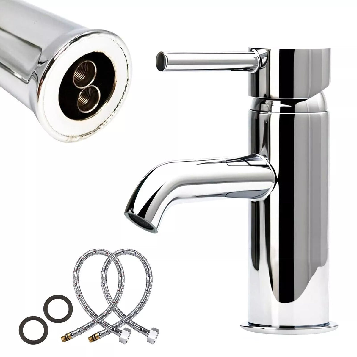 Miscelatore Rubinetto Lavello Bagno Bidet Cucina in Ottone Cromato 17CM