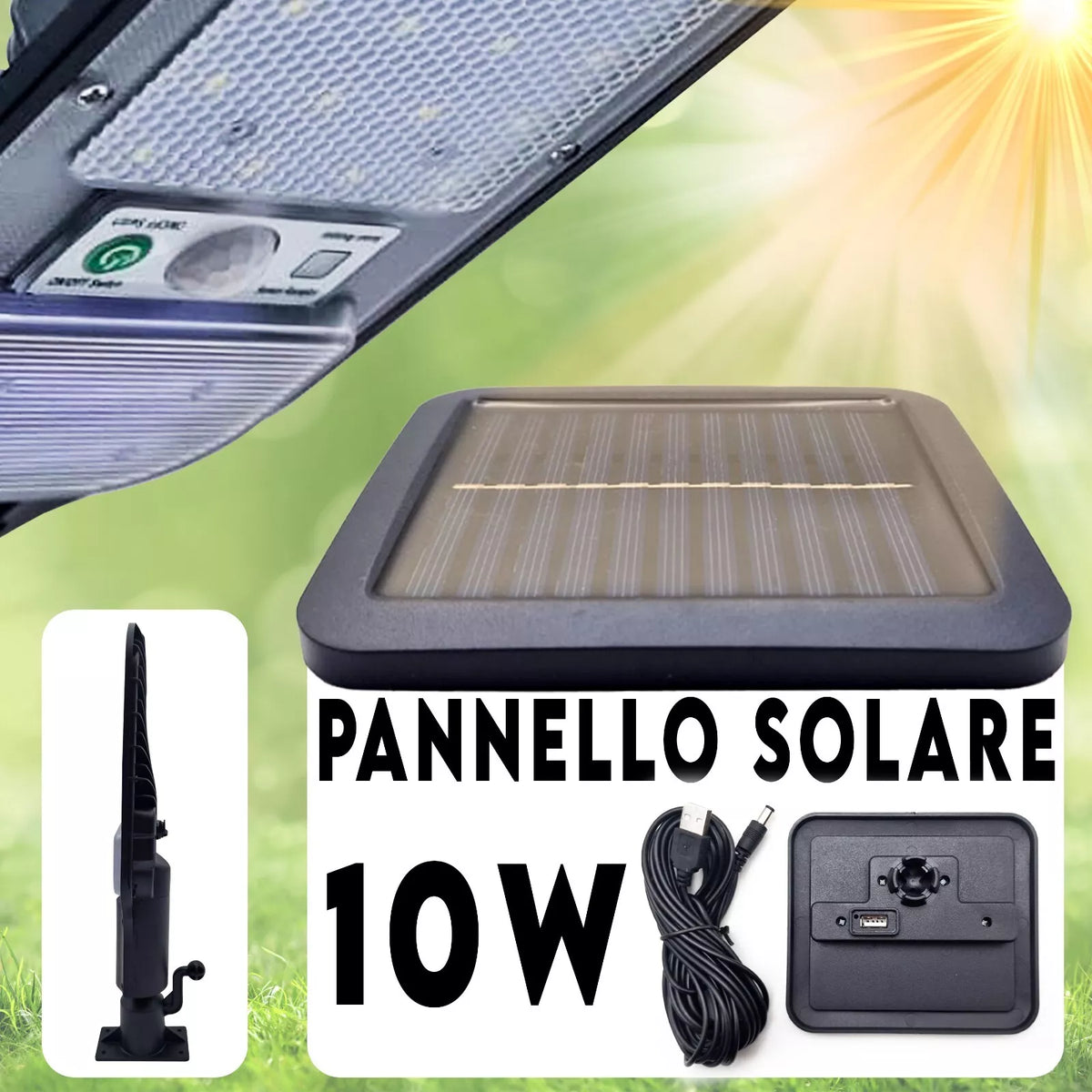 Lampione Solare con Sensore di Movimento 6500K  IP65
