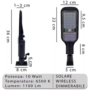 Lampione Solare con Sensore di Movimento 6500K  IP65