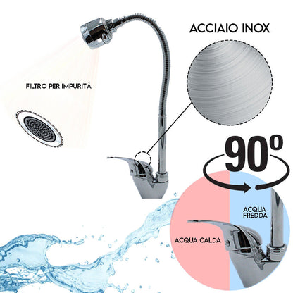 Rubinetto Miscelatore Cucina Flessibile con Attacco Doccia, Design Moderno