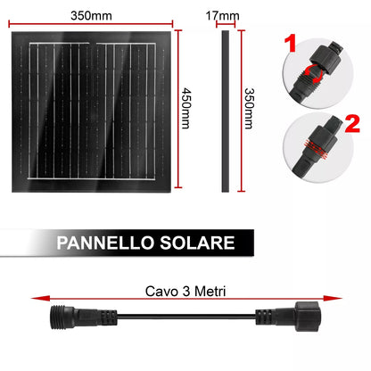 Faro LED Solare 7000K  Controllo Wireless Impermeabile