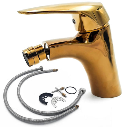 Miscelatore Bidet Dorato Lucido Monocomando con Beccuccio Girevole