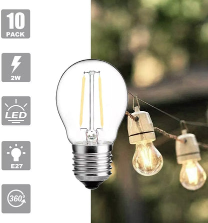 Lampadine LED Filamento E27 2W equivalente a 22W 3500K Luce Calda Vintage 10 Pezzi