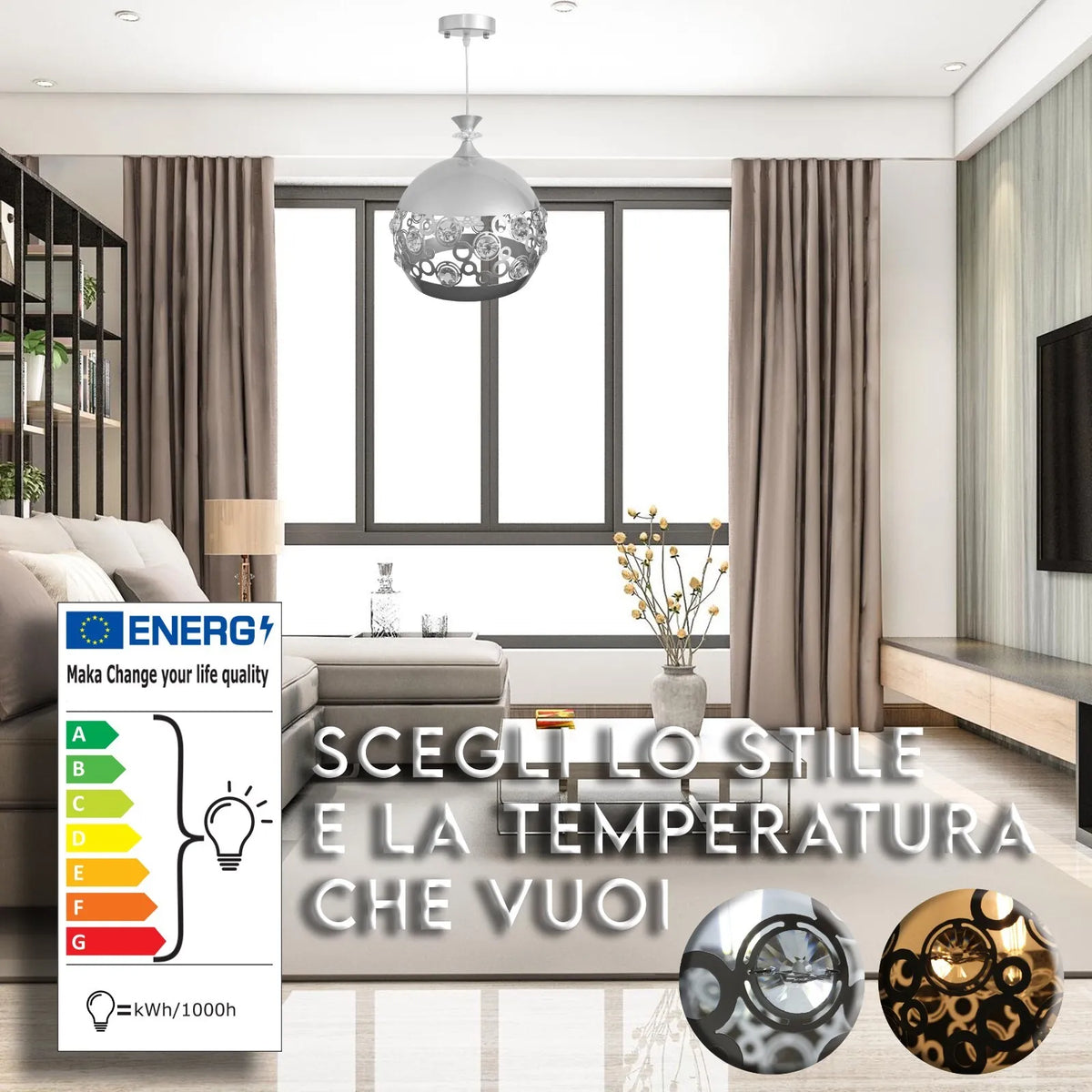 Lampadario ARABESQUE moderno a sospensione con singolo globo