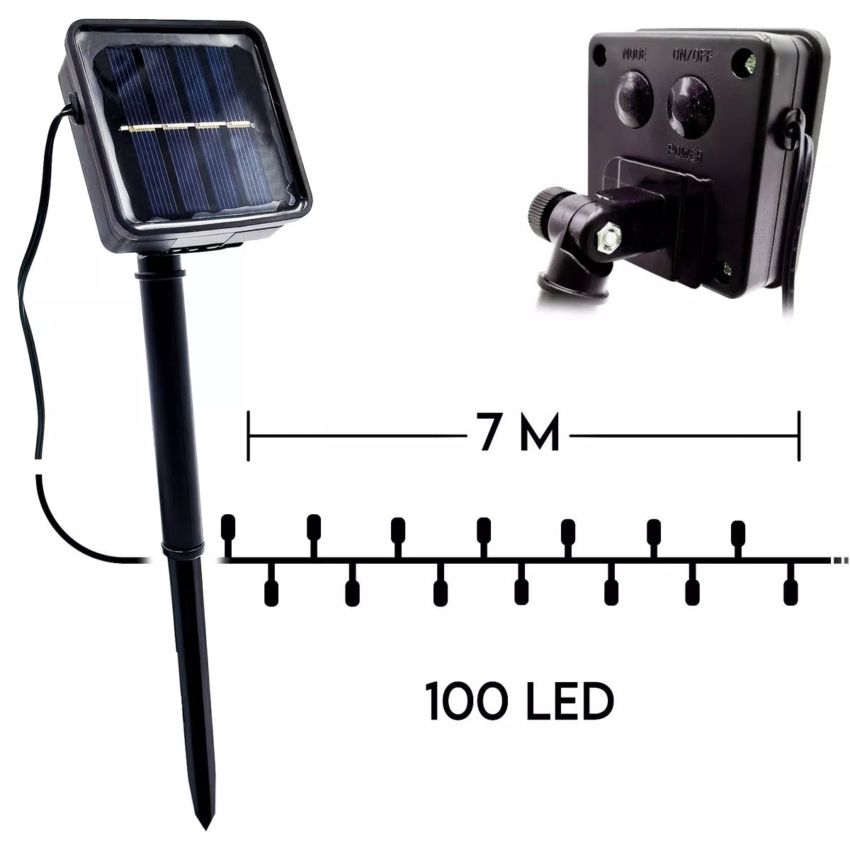Catena Luminosa Solare 7M 100 LED Colorate per Esterno, 8 Modalità vari colori disponibili