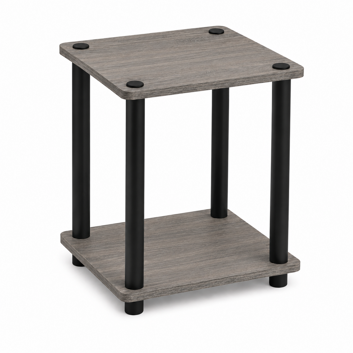 Scaffale 2 ripiani effetto rovere scuro con supporti neri