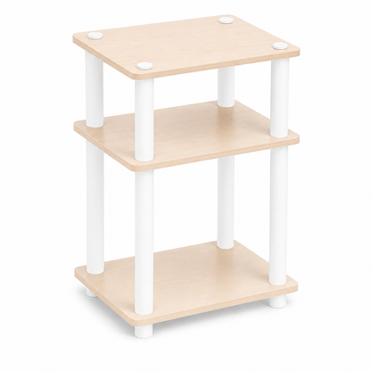 Scaffale 3 ripiani effetto rovere chiaro con supporti bianchi