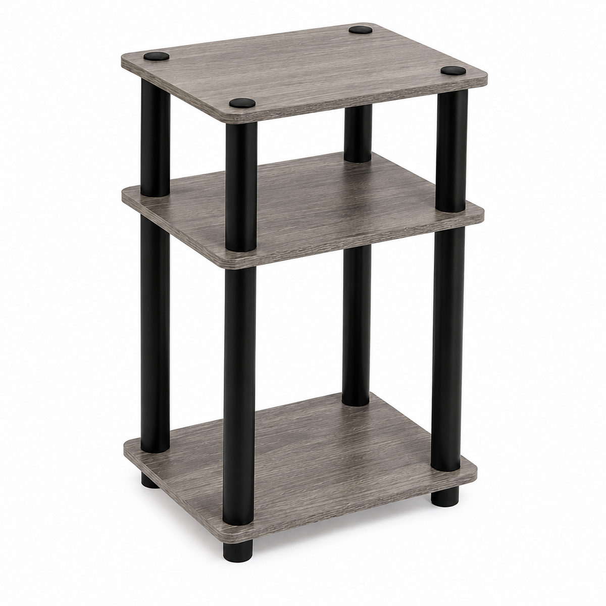Scaffale 3 ripiani effetto rovere scuro con supporti neri