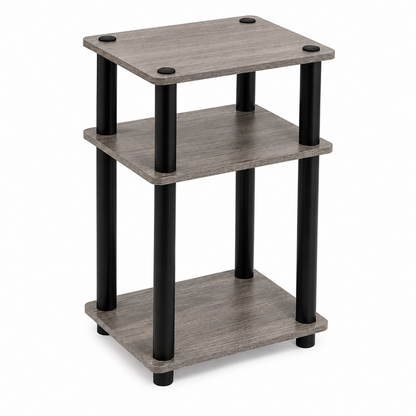Scaffale 3 ripiani effetto rovere scuro con supporti neri