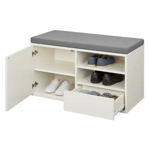 Scarpiera Panca d’Ingresso con Seduta Imbottita in Legno Naturale