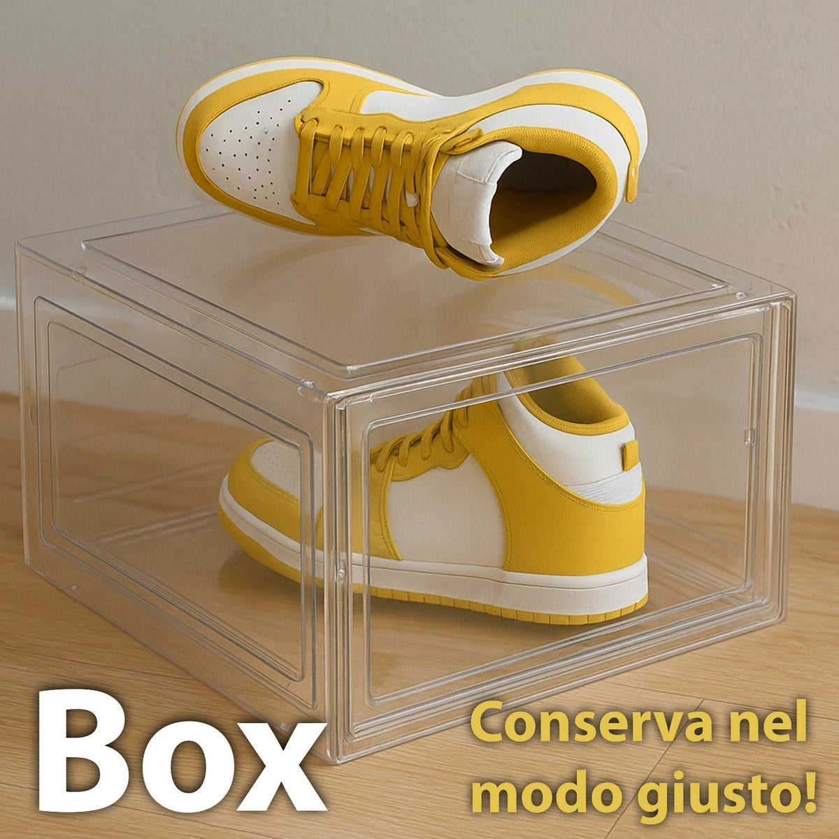 Scatole Porta Scarpe Trasparenti Impilabili con Chiusura Magnetica