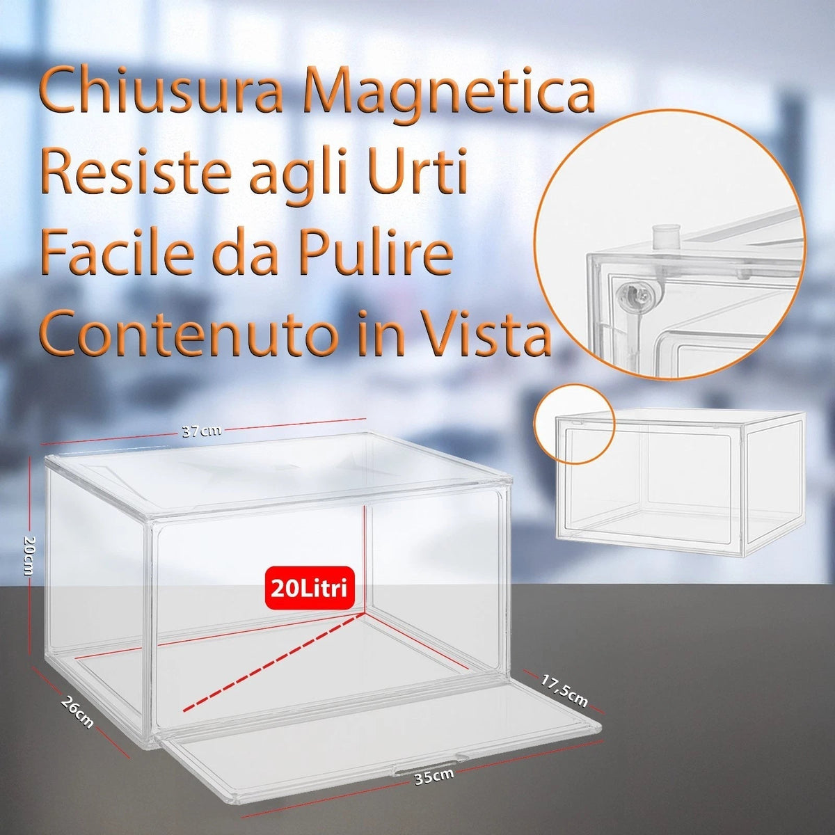 Scatole Porta Scarpe Trasparenti Impilabili con Chiusura Magnetica