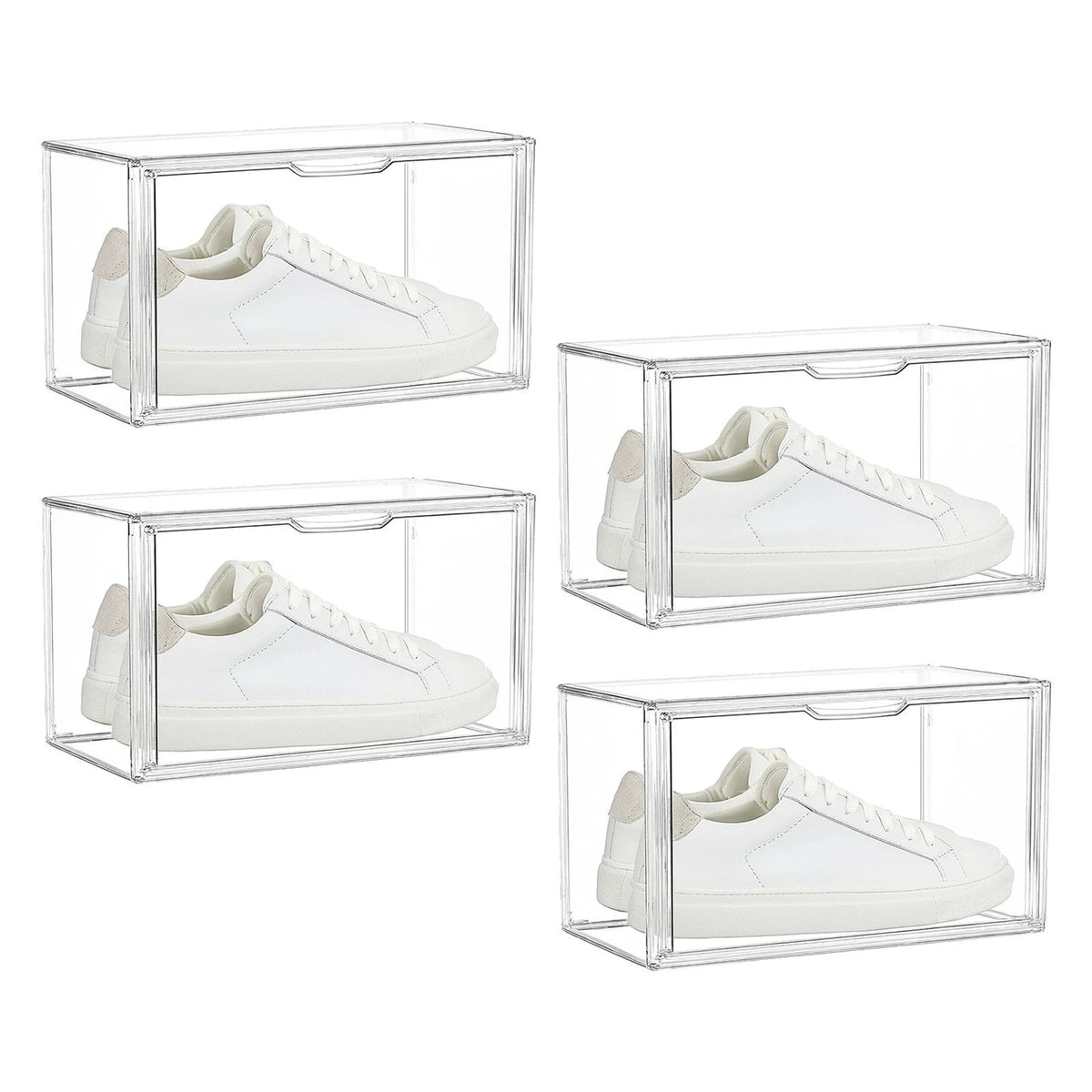 Scatole Porta Scarpe Trasparenti Impilabili con Chiusura Magnetica