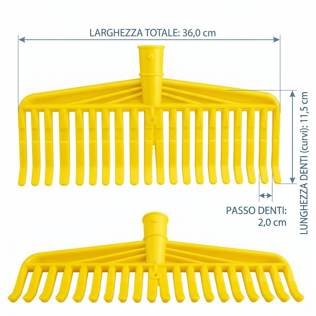 Scopa raccogli olive 36 cm con denti da 11,5 cm e passo 2 cm