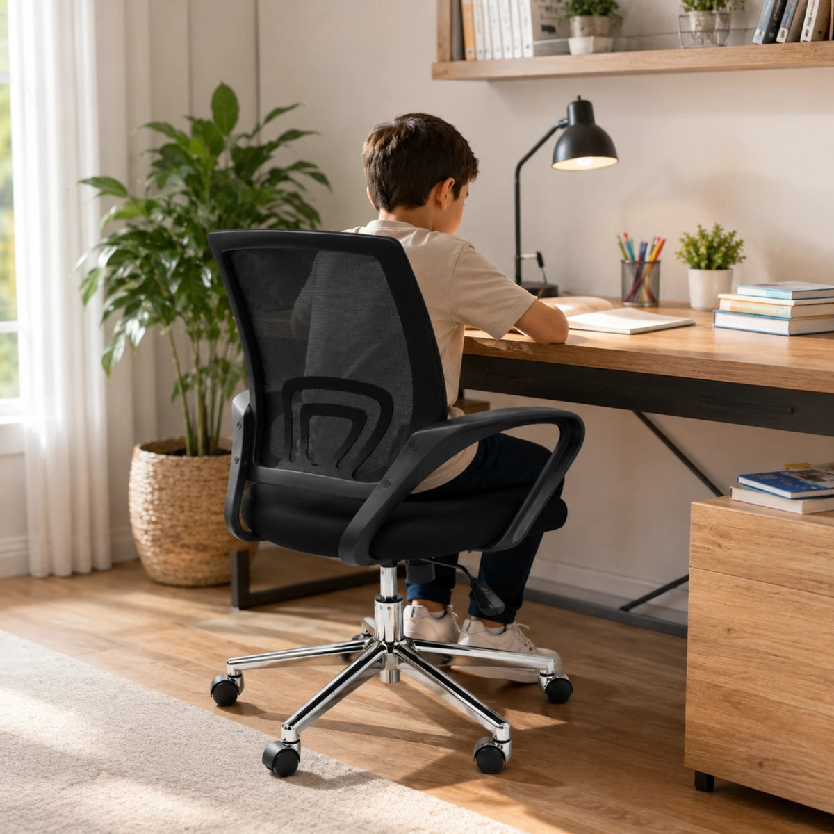 Sedia Ergonomica da Scrivania Salvaspazio con Supporto Lombare