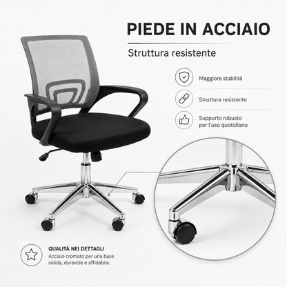 Sedia Ergonomica da Scrivania Salvaspazio con Supporto Lombare