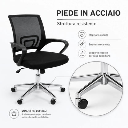 Sedia Ergonomica da Scrivania Salvaspazio con Supporto Lombare