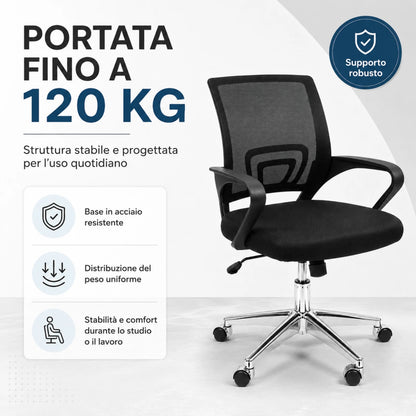 Sedia Ergonomica da Scrivania Salvaspazio con Supporto Lombare