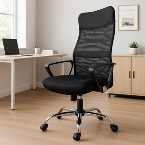Sedia Ufficio Ergonomica con Poggiatesta in Eco Pelle e Schienale Alto