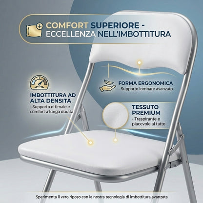 Sedie pieghevoli imbottite set 6, eleganti e salvaspazio