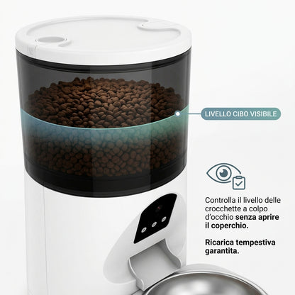 Serbatoio del distributore con livello crocchette visibile