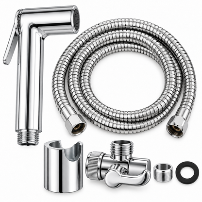 Set doccetta cromata completo su sfondo bianco
