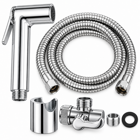 Set doccetta cromata completo su sfondo bianco