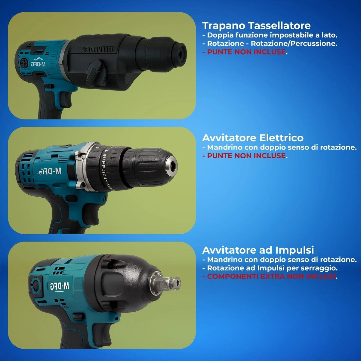 Multiutensile Soffiatore Avvitatore Trapano 8 in 1 68V con Valigetta e Accessori