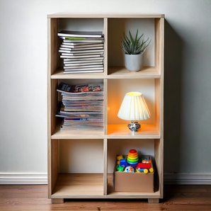 Socrate Wooden Bookcase with 6 Shelves