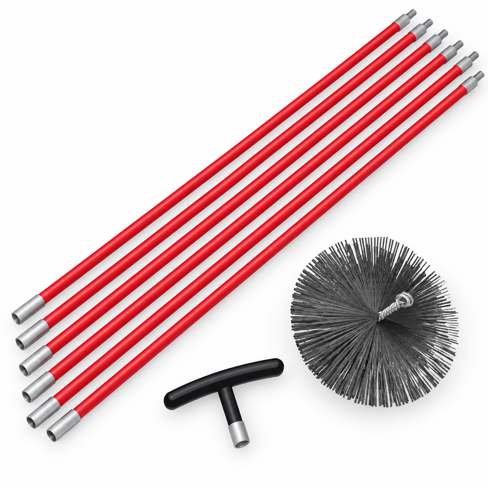 Kit spazzacamino completo con 7 aste da 100 cm