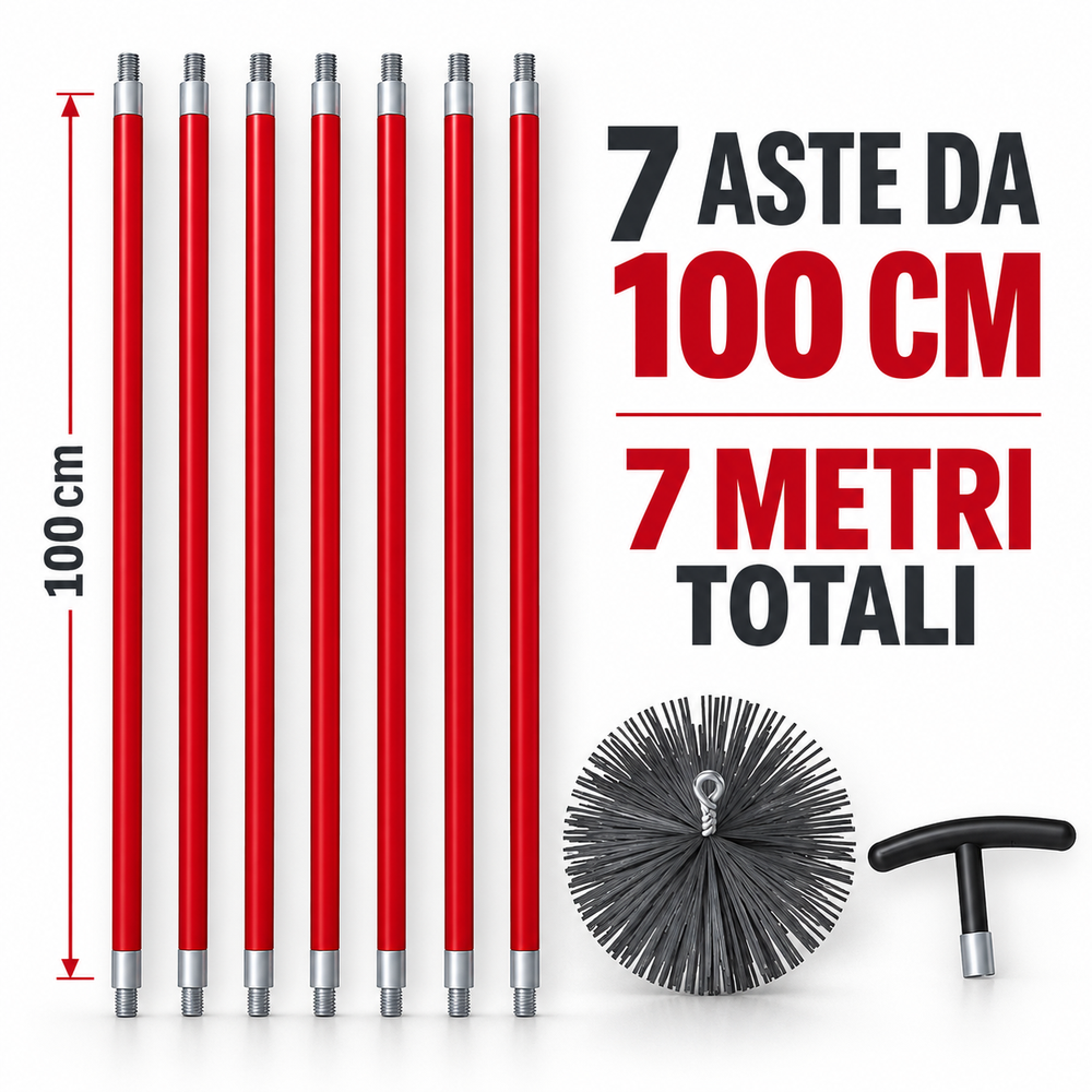 7 aste da 100 cm per 7 metri totali