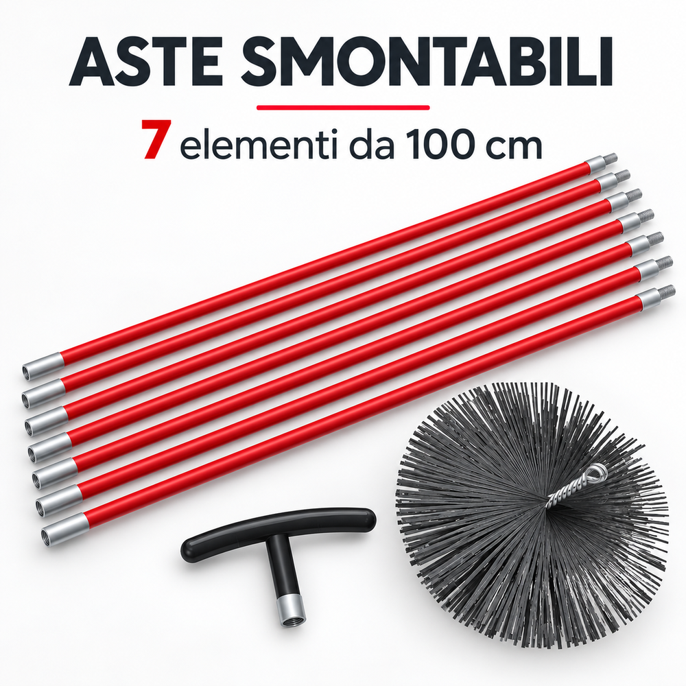 7 aste smontabili da 100 cm