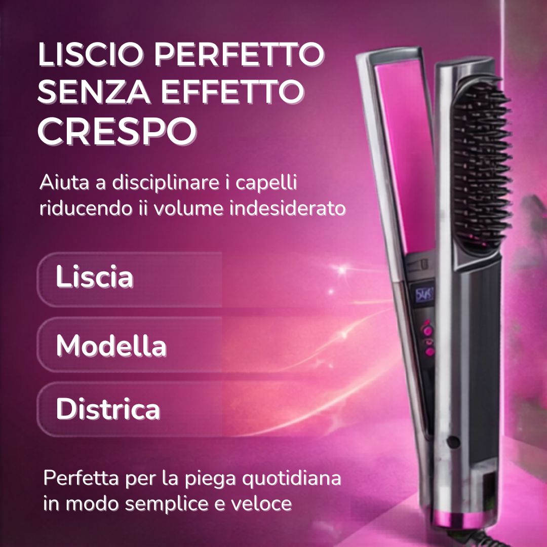 Spazzola Lisciante 2 in 1 con Display LED e Antiscottatura