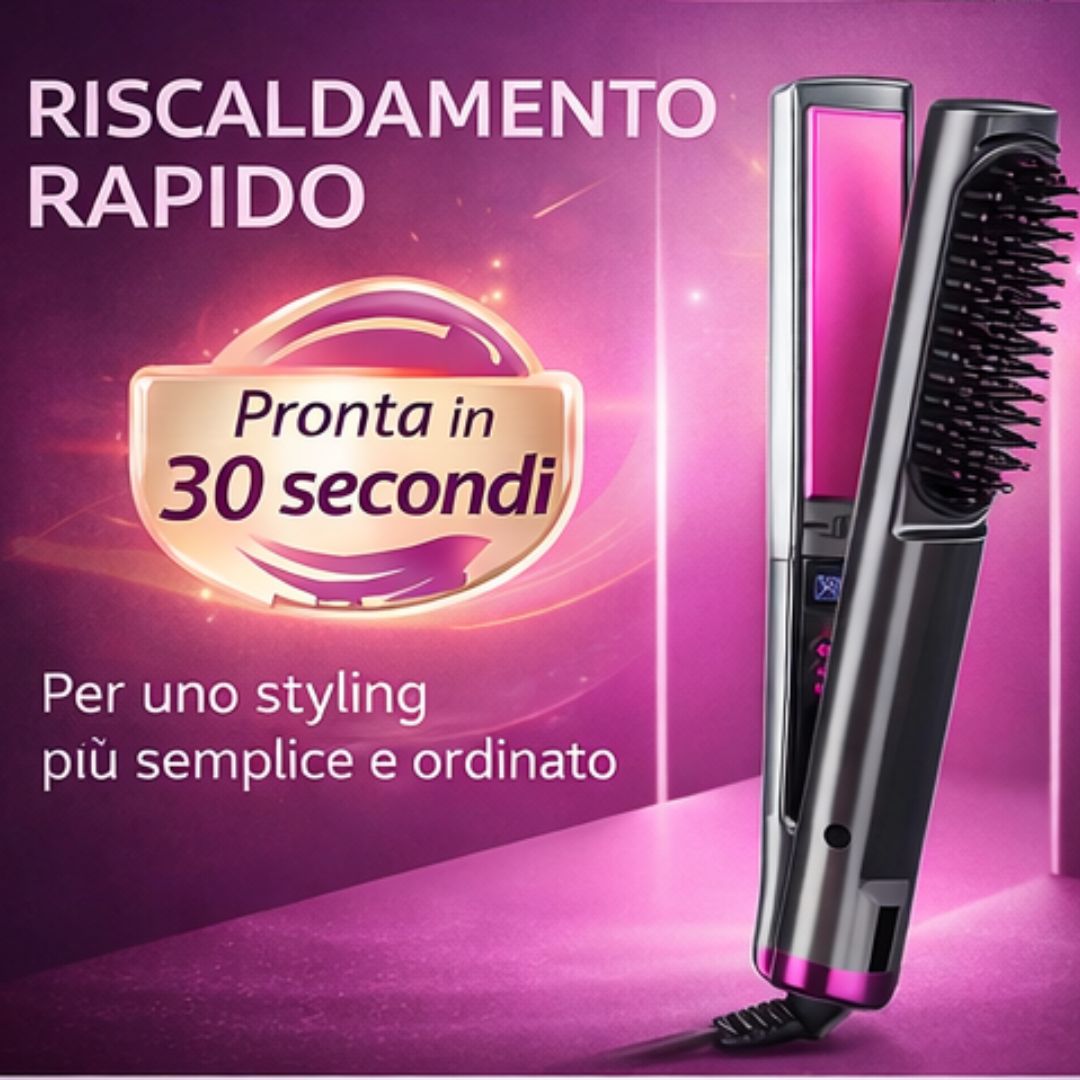 Spazzola Lisciante 2 in 1 con Display LED e Antiscottatura