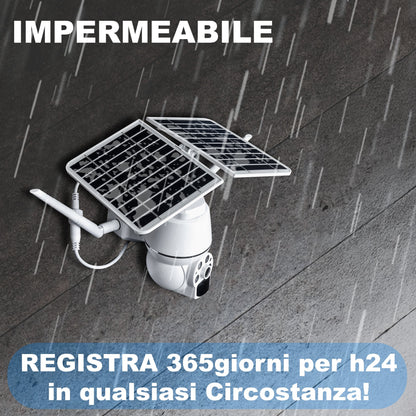 Telecamera Solare da Esterno 2K WiFi/4G, IP66, Visione Notturna