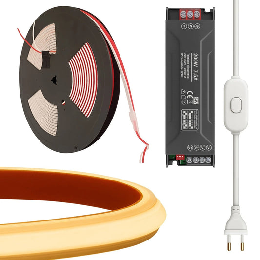 Striscia LED COB 10m 24V IP68 Flessibile Adesiva CRI90