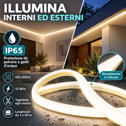 Striscia LED COB IP65 per ambienti interni ed esterni
