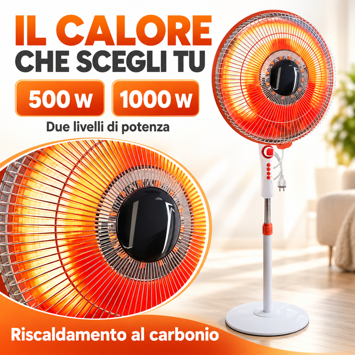 Due livelli di potenza 500 W e 1000 W